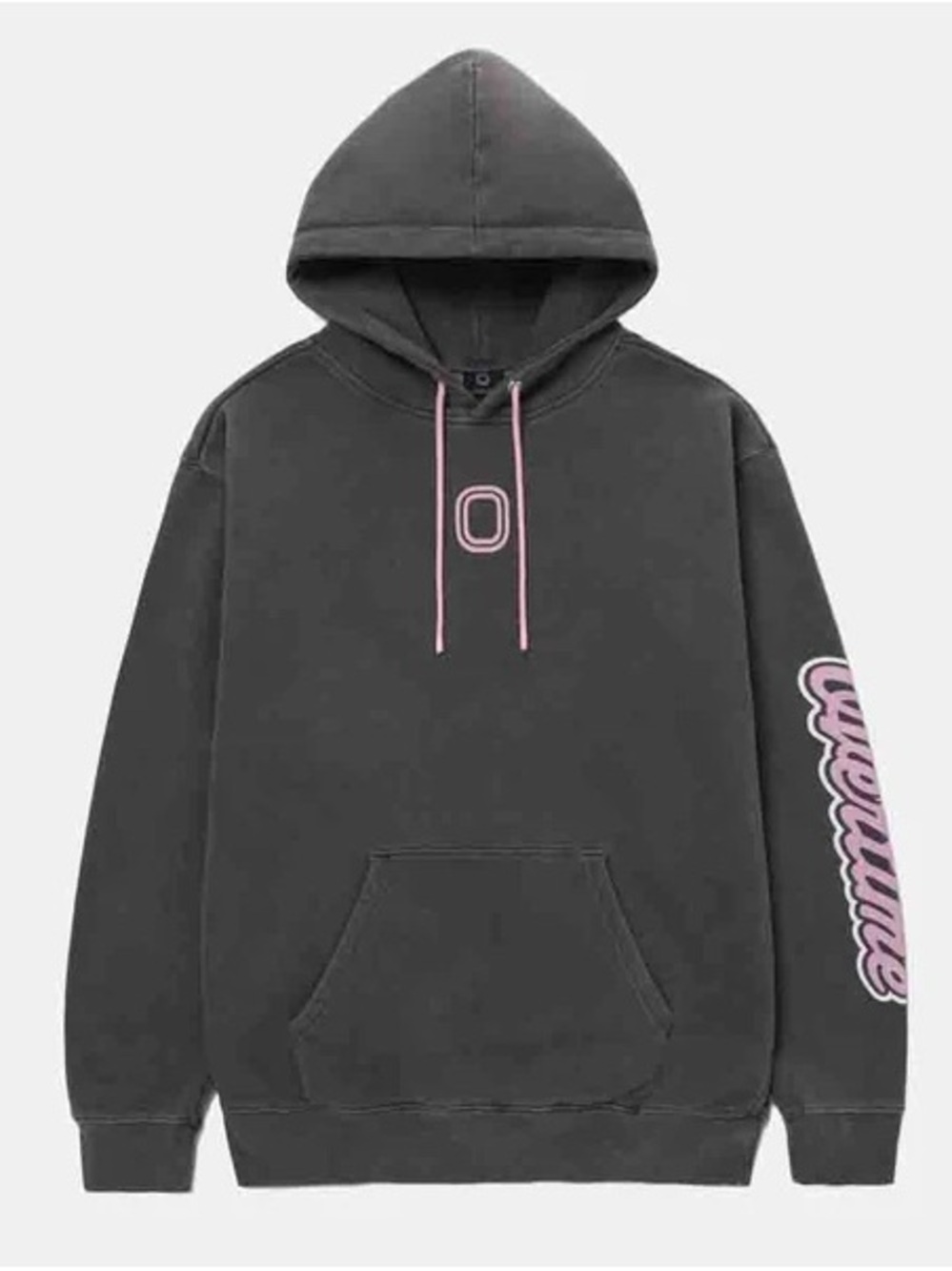 Overtime distressed/ wash out Gray Hoodie with Pink Accents